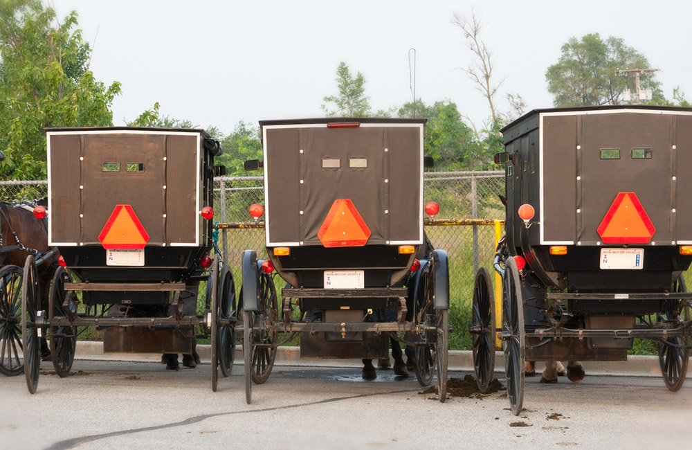 3 amish buggies